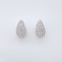 Orecchini a lobo con diamanti a mezzaluna in oro bianco 18K, con diamanti da laboratorio, orecchini raffinati, orecchini a polsino, orecchini alla moda