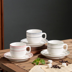 Minimalist Ceramic <b>Cups</b> and Saucers <b>Set</b> Cappuccino Coffee <b>Cup</b> Vintage Green Lines Tea <b>Cup</b> <b>Set</b> - Product Image 4