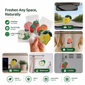 Désodorisant de voiture suspendu en papier, parfum fruité personnalisé (citron, pomme, orange, fraise), longue durée, pour l'intérieur du véhicule - Product Image 5