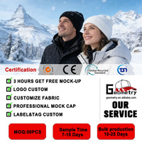 Bonnet d'hiver chaud en tricot avec bord roulé, style dôme, à revers, personnalisable avec logo