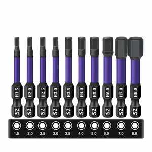 Guest Quality Hex <b>Screwdriver</b> <b>Bit</b> <b>Set</b> 50mm Purple H1.5 H2 H2.5 H3 H4 H5 H6 High Carbon Steel 7pcs - Product Image 2