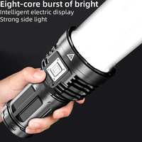 Lampe de poche LED super lumineuse pour la maison, rechargeable, lumière latérale COB, 4 modes, lampe de camping pour l'aventure en plein air