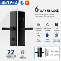 Harga Pabrik Promo Panas S819-2 Tuya Cloud Wi-Fi App Kunci Pintu Kayu Pintar Biometrik Sidik Jari Kata Sandi Kartu Kunci Rumah Pintar