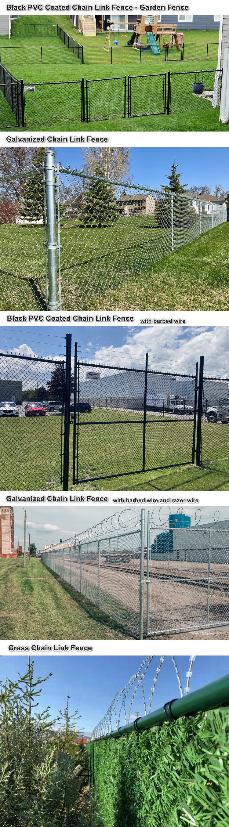 Galvanized Hole Cyclone 60x60 50ft Pvc Coated Chain Link Fencing High 1.8m