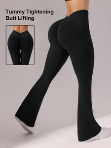 Pantalon de yoga sans couture pour femme, coupe ajustée, taille haute, leggings évasés pour l'entraînement et le quotidien, modèle 11LBK - Product Image 3