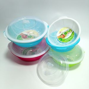 カバー付きふるい家庭用カラーキッチンウォッシュふるいプラスチック野菜フルーツラウンドプラスチックホームキッチン3L - Product Image 1
