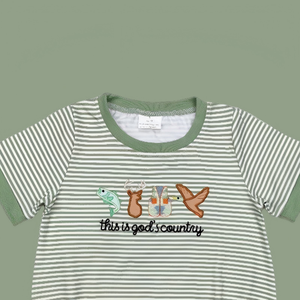 Pelele de manga corta para niño con bordado de pato mallard estilo caza y diseño 'This Is God's Country', OOTD, alta calidad, novedad, gran éxito - Product Image 4
