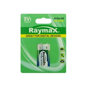 Raymax – batterie sèche alcaline Non rechargeable IEC RoHs certifiée Hi Tech 9 volts 6LR61