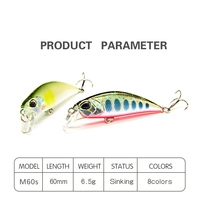 TOPRIGHT 6.5g 60mm M60s Spearhead Ryuki 60S Leurre dur en plastique coulant type Minnow pour la pêche au bar Jerkbait