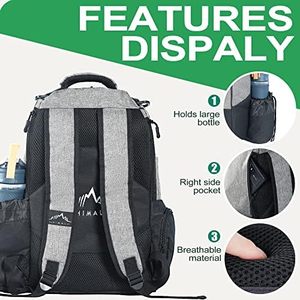 Échantillon gratuit Nouveau sac à dos de disc-golf personnalisé 20+ avec grand compartiment principal, sac de chariot de disc-golf avec porte-bouteille pour 2 bouteilles - Product Image 4