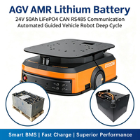 Batterie au lithium AGV AMR 24V 50Ah LiFePO4 avec communication CAN RS485 pour véhicule robotisé à guidage automatique (AGV) et cycle profond