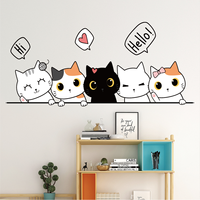 Hello Cute Cat Wall Sticker Living Room Wall Background And Door Decoration PVC Removeable Self-Adhesive Wallpaper