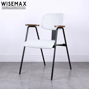 WISEMAX ריהוט נמוך מחיר מסעדה ריהוט נורדי אכילה כיסא מתכת ופשתן בד אוכל כיסא אוכל אולמות
