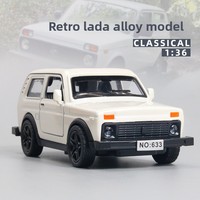 Coche de Juguete de Metal Fundido a Presión, Modelo Retro Vintage Lada Niva Todoterreno a Escala 1/36, con 3 Puertas Abribles, Modelo YZ, para Mayores de 3 Años
