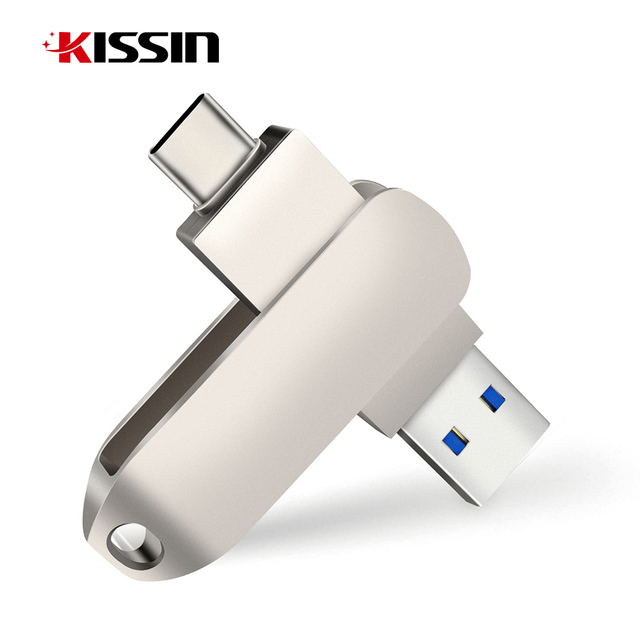 KISSIN USB Flash Drive Mobile Phone Computer Type-C Dual-head 16GB 32GB 64GB128GB OTG USB Flash Drive