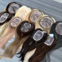Siap Kirim Topper Rambut Asli 100% Mono Base Buatan Tangan, Garis Rambut Tak Terlihat dan Toupee Bernapas untuk Wanita, Produk Terlaris
