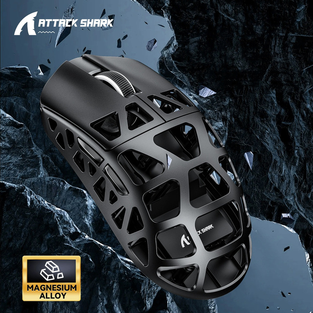 Attack Shark R3 Magnesium Alloy Mouse Lightweight PAW3395 Three Mode BT Wireless Game 4K 8K Esports Mouse