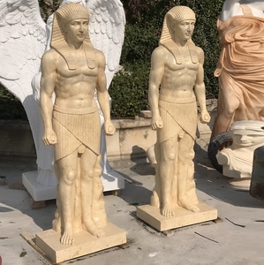 Estatua tallada a mano de mármol Beige <span class=keywords><strong>egipcio</strong></span> Natural, <span class=keywords><strong>escultura</strong></span> egipcia de tamaño real para jardín - Product Image 2