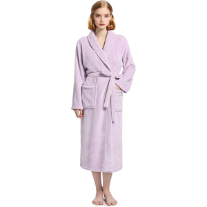 Luxury Fleece Plush Robe Cute Robes For Women Spring Summer Lightweight Bathrobe Soft Flannel Gown With Belt