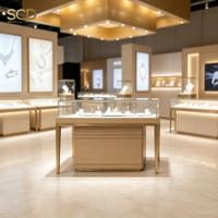 Vitrine de présentation de bijoux en acier inoxydable sur mesure avec verre trempé, éclairage LED, robuste et écologique pour la vente au détail