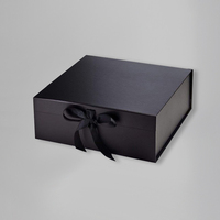 Boîte cadeau pliante en papier magnétique noir avec logo personnalisé, emballage de luxe pour parfums, maquillage et cosmétiques, boîte rigide, impression OEM