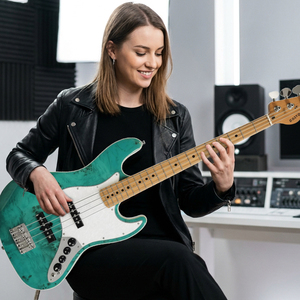 Electric Bass Guitar 4-<b>String</b> Mahogany Body Maple Neck Polished Glossy Finish Professional Performance <b>Instrument</b> - Product Image 1