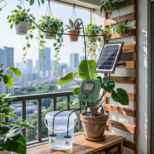 Arroseur automatique de plantes à énergie solaire, système à double pompe, portée de 30 mètres, pour 30 plantes en pot, minuterie numérique, irrigation et entretien de jardin intérieur - Product Image 6