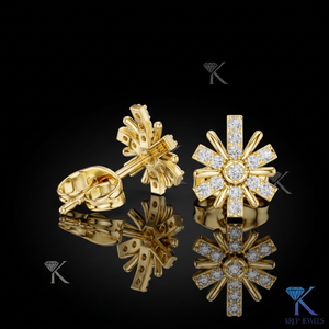 Lab Grown Diamond Starburst <b>Stud</b> Earrings Multi Stone Cluster 14K 18K Solid Gold Women's Jewelry Wedding Party Bridal - Product Image 1