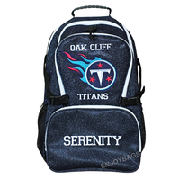 Sac à dos bleu foncé personnalisé avec logo et strass pour les filles de cheerleading et de danse, magnifiques sacs bleu nuit