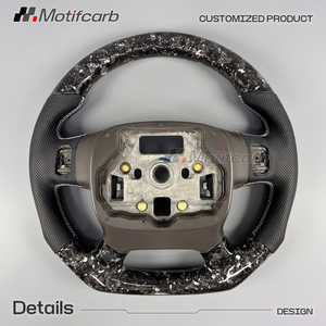 Volante de fibra de carbono forjado plateado personalizado para GMC Sierra 1500 SLE Denali Rocky Ridge y Chevrolet Silverado 1500 LTZ Z71 - Product Image 5