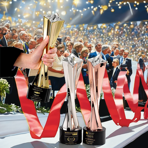 High Quality Customized Crystal Laser Engraved <strong>Trophy</strong> Gold Silver Copper Finish Creative Engraved Team Awards Souvenir <strong>Trophies</strong> - Product Image 2