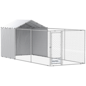 Caseta para Perros <span class=keywords><strong>Grande</strong></span> de Acero Galvanizado para Exteriores, Resistente a la Intemperie, con Techo de Tela Oxford Impermeable - Product Image 2