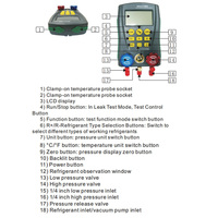 DUOYI DY517-TK Probador de Fugas de Vacío y Temperatura de Alto Rendimiento, Kit de Herramientas Digitales para Sistemas HVAC, Manómetro de Plástico 0-6000 KPa +/-0.5%