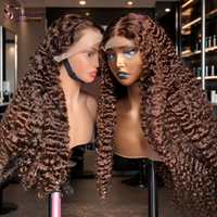 Perruque Lace Front en Cheveux Humains en Gros, Dentelle Transparente, Ondulations Profondes Souples, Yaki, Sans Colle, Pré-Pluckée, Ligne de Cheveux Naturelle pour Femmes Noires