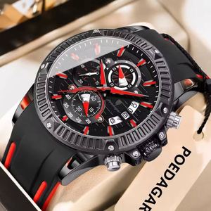 Montre de luxe pour homme avec bracelet en silicone bleu, étanche, chronographe sport, mouvement à quartz, modèle 686 - Product Image 1