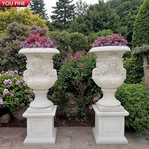 YOUFINE Jardinière classique en marbre personnalisable de grande taille, sculpture européenne, pot à fleurs de jardin avec décoration paysagère extérieure - Product Image 5