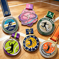 Médailles personnalisées pour événements sportifs, football, basketball, badminton, médailles de récompense en métal avec ruban pour compétition, souvenirs, cadeaux