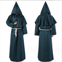 Adult Renaissance Priest Cosplay Kostüm Mittelalter liche Mönch Robe Kapuze Cowl Wizard Cape Retro Design für Halloween TV Dress-Up