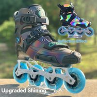 Patins à Roues Alignées Freestyle Haut de Gamme en Fibre de Carbone Lumineuse, Rollers Clignotants Avancés