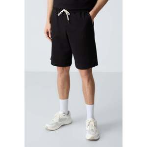 Conjunto de Pantalones Cortos Básicos para Hombre, de Algodón Negro, Gruesos, Suaves, con Textura, Corte Holgado - 85257 - Negro/negro - Product Image 2