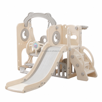 VSUCH Ensemble de jeu 4 en 1 pour enfants : toboggan, balançoire, aire de jeux intérieure pour tout-petits avec panier de basket et escalier d'escalade pour chambre et espace de jeu