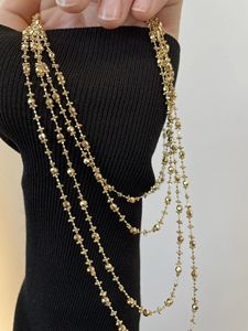 Xinfly Birthday Gift 18K Yellow Gold Jewelry Fairy New Chains Design Charm <b>Bead</b> <b>Necklace</b> for Women - Product Image 2