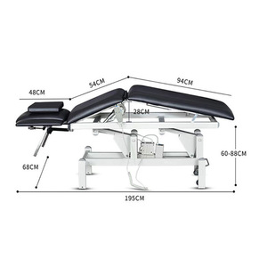 Table de massage réglable en hauteur 195 cm, cadre en fer noir, correction de la colonne vertébrale, utilisation en physiothérapie - Product Image 1