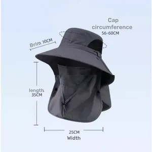 Chapeaux d'été anti-UV pour la chasse et la pêche en extérieur, casquette de randonnée et de camping pour hommes et femmes, chapeau bob avec visière et protège-nuque, chapeau de pêcheur - Product Image 2