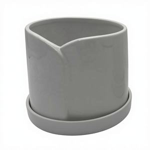 Pot de fleurs en céramique cylindrique droit, traditionnel, écologique, pour l'arrosage et la plantation, avec plateau simple et personnalisé - Product Image 2