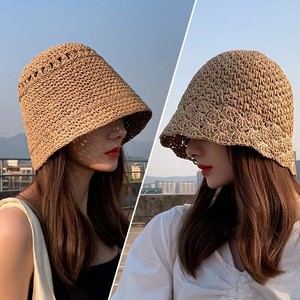 Wholesale Paper <strong>Straw</strong> Crochet Cloche <strong>Hat</strong> <strong>Straw</strong> Bucket <strong>Hat</strong> for Women Lady Summer Beach Sun UV Protection Travels Casual Dress - Product Image 3
