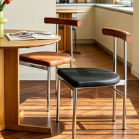 Chaises de salle à manger de luxe modernes en cuir PC et acier inoxydable avec velours pour la maison, les bars, les salles à manger, les salons, les cuisines, les hôtels, les événements