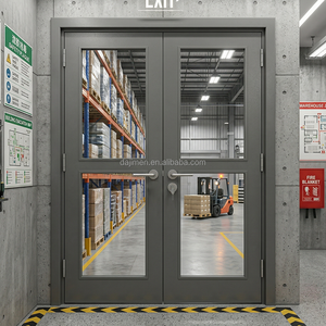 Puerta Cortafuego de Acero Galvanizado de Doble Hoja con Panel de Visión y Barra Antipánico para Edificios Comerciales y Almacenes Industriales - Product Image 5
