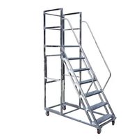 Plateforme d'étagère mobile à roulettes, chariot industriel à marches pour le refourrage en entrepôt et en supermarché