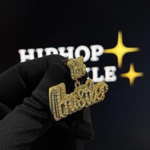 Collar Personalizado de Plata de Ley 925 con Colgante de Letra Burbuja con Moissanita VVS, Chapado en Oro de 18K, Estilo Hip Hop - Product Image 3